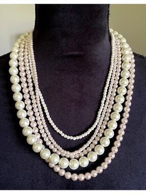 Multi-Strand Faux Pearl Necklace with Adjustable Clasp